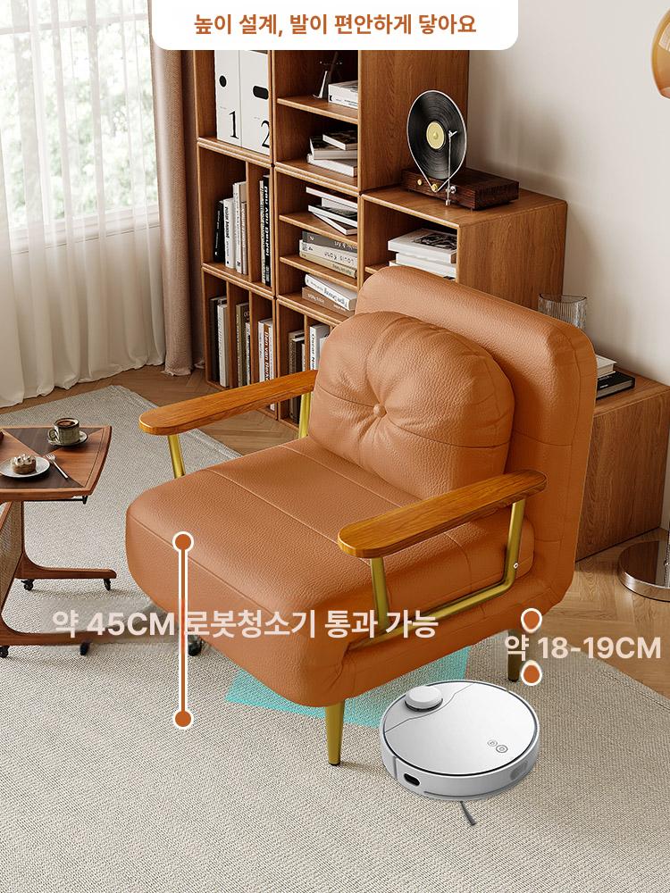 접이식 소파베드 거실용 소형 아파트 발코니용 [스펀지 68cm] 그린 벨벳 - 상세 이미지 5