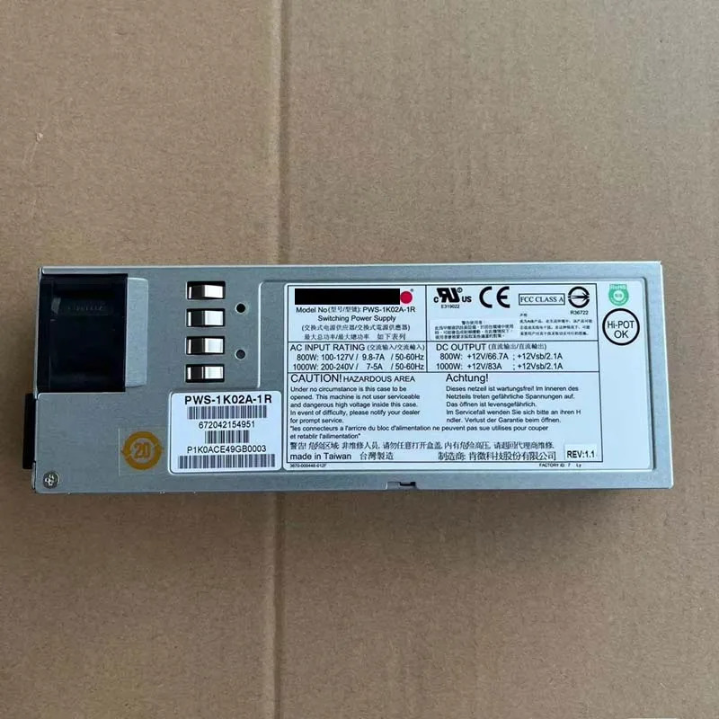 Supermicro PWS-1K02A-1R 1000W 1U 전원공급장치 모듈 80 Plus 티타늄 PSU원본