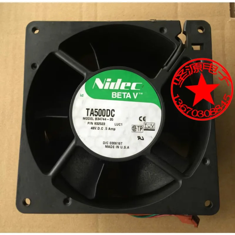 Nidec TA500DC B34744-35 DC 냉각팬 4 선 서버 48V 0.5A 127x127x50mm