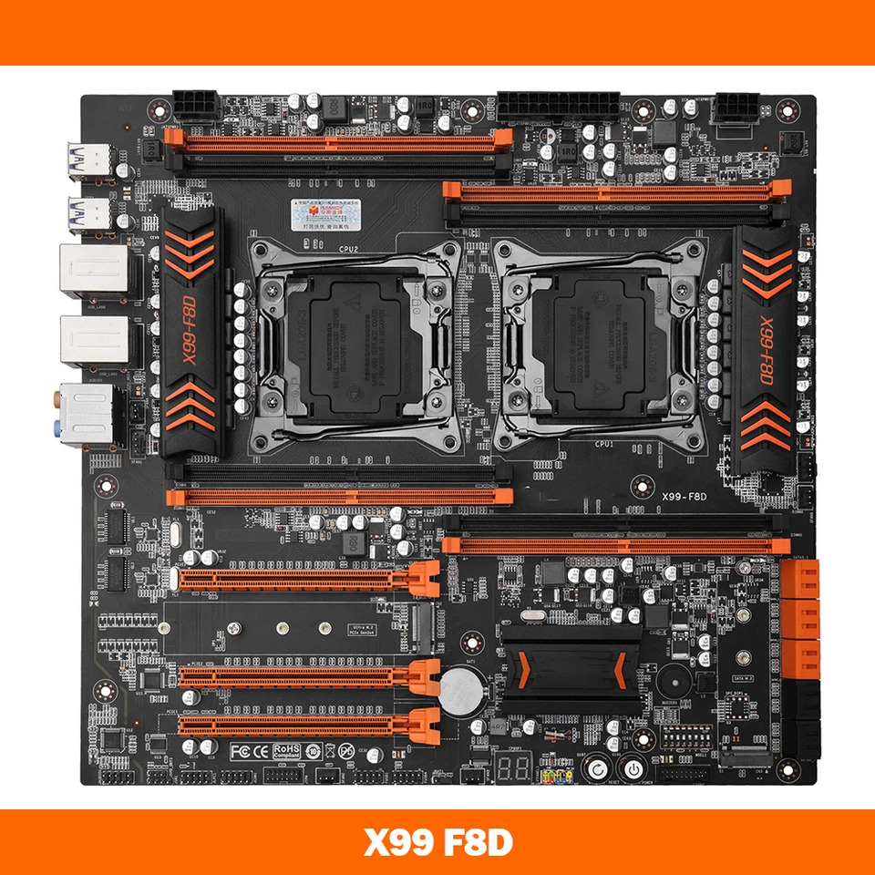 HUANANZHI 마더보드X99 F8D 듀얼 CPU X99 LGA 2011-3 E5 V3 DDR4