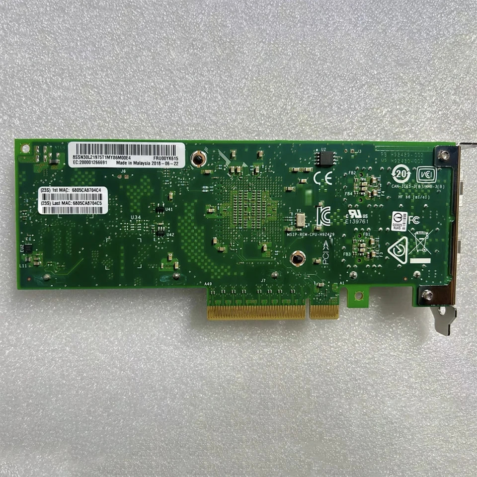 Lenovo호환 광섬유 X710 카드 IBM FRU00YK615 X710DA2 10G