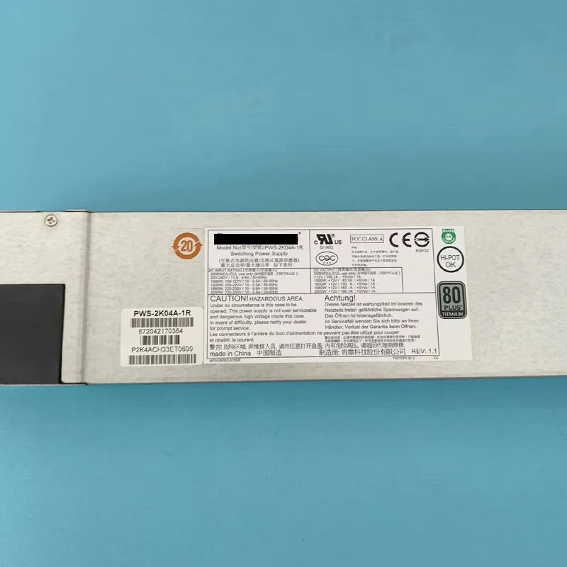 오리지널 PWS-2K04A-1R 티타늄 전원공급장치 PSU 예비 80 플러스 2000W 1U