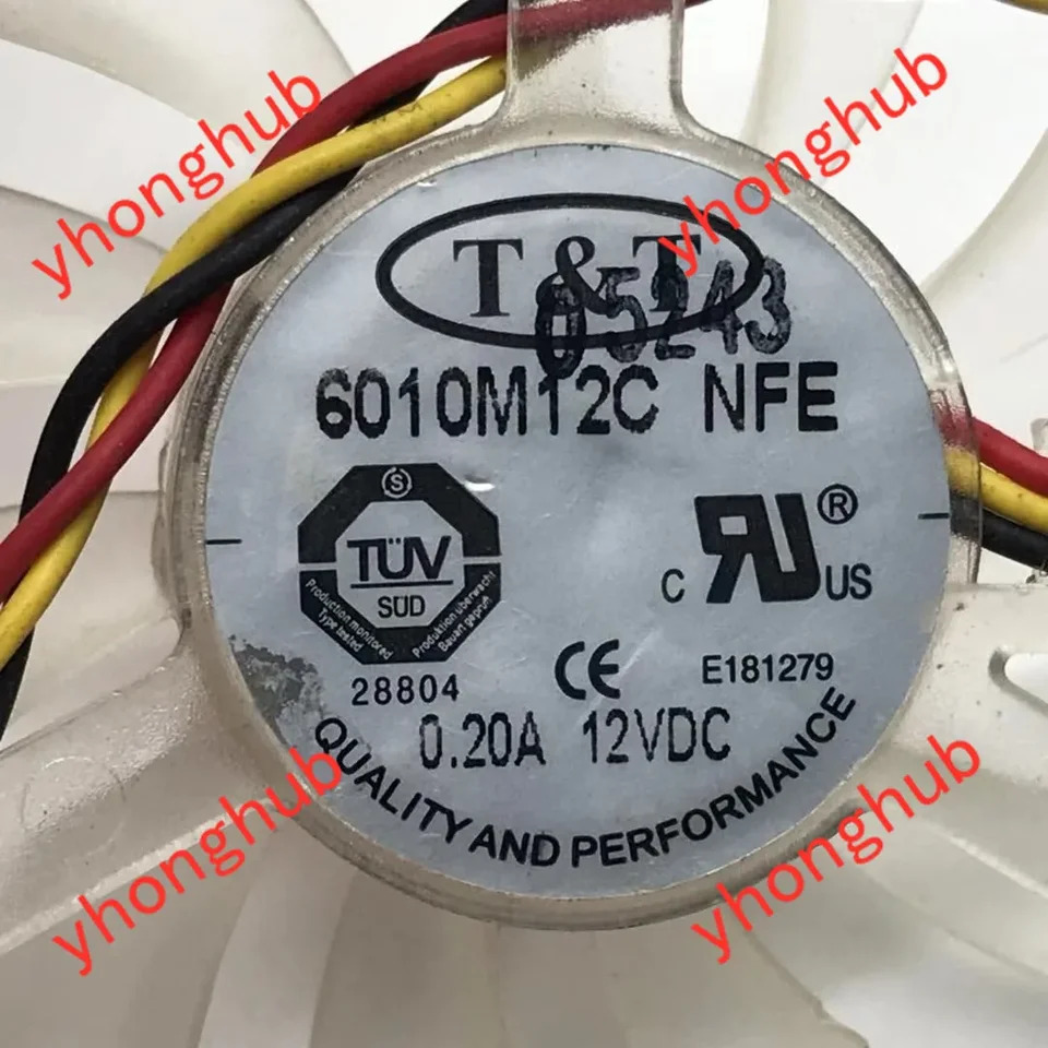 T 6010M12C NFE DC 12V 0.20A 55 mm 직경 C. T. 3 와이어 서버 프레임리스 냉각팬 39mm