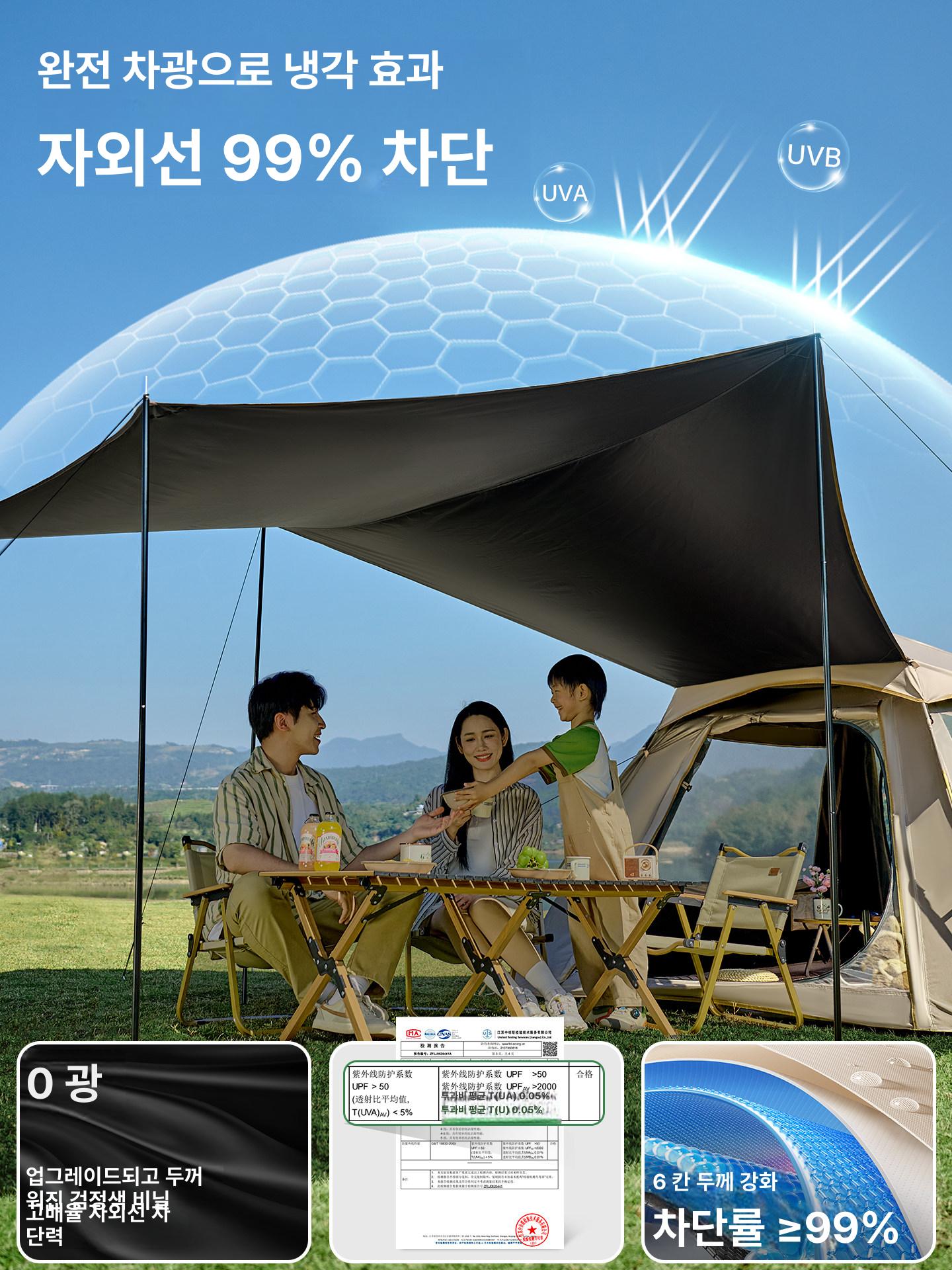 야외 방수 접이식 피크닉 풀세트 2in1 티타늄 실버 6-10 인용 캐노피 원룸 2거실 - 상세 이미지 3