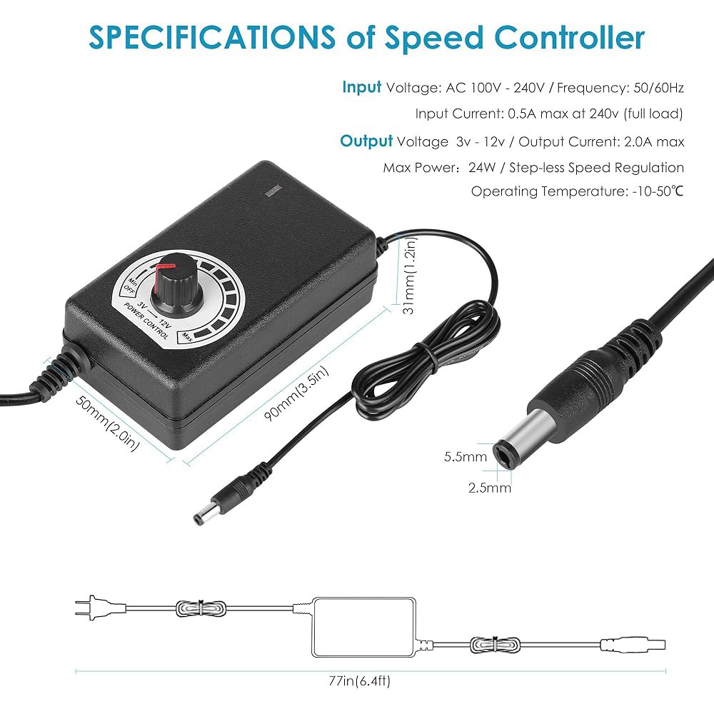 Qirsyn 120mm AC 전원 팬, 가변 속도 컨트롤러, 수신 증폭기 DVR 플레이스테이션 부품 냉각용 110V ~ 220V 4.7x4.7x1.5in - 상세 이미지 3