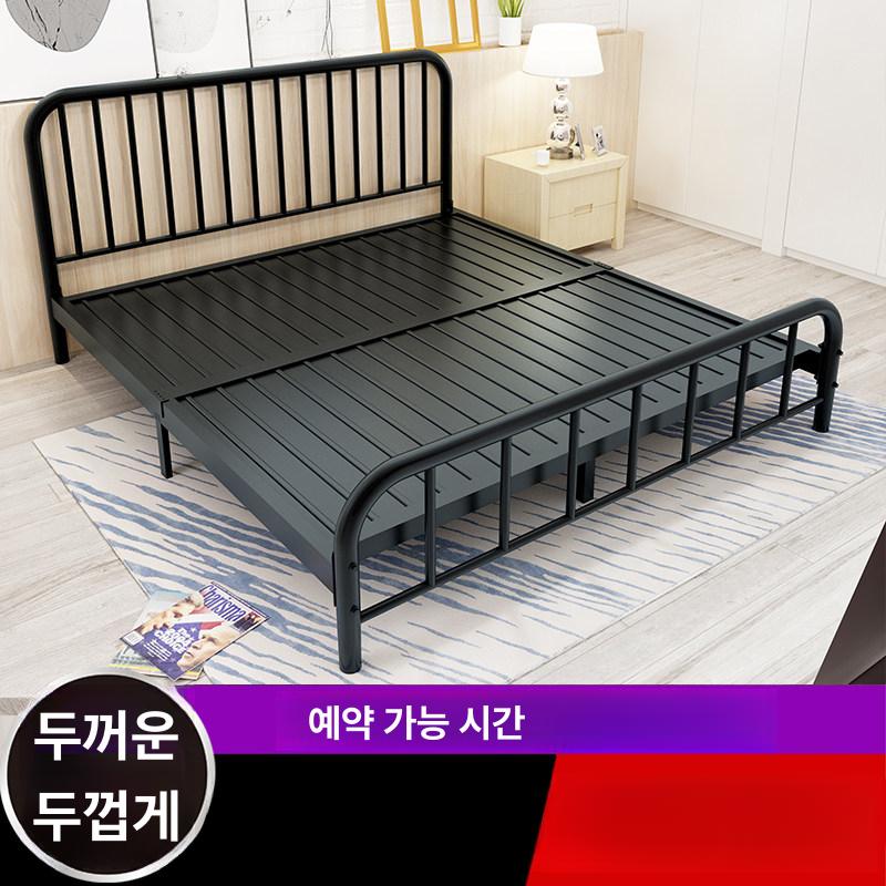 조립식 침대틀 블랙 모던 깔판 북유럽 철제침대프레임 슈퍼싱글 무헤드 간이 - 상세 이미지 3