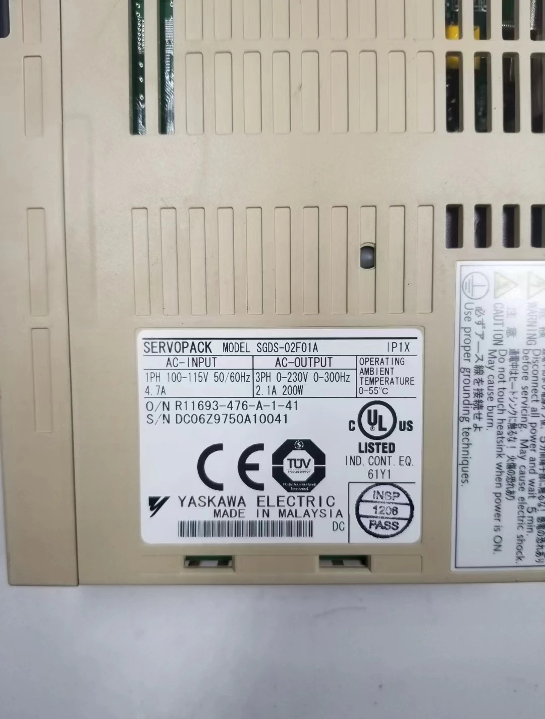 SGDS-02F01A 리퍼 서보 드라이브 200W 기능 OK