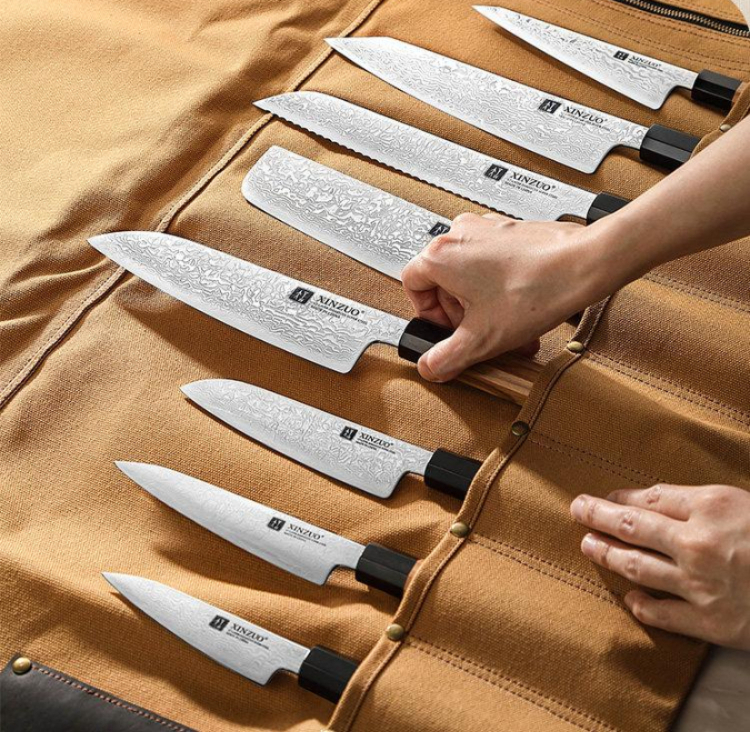 가죽 칼집 전문가 조리도구 칼가방 파우치 업소용 쉐프 수납 나이프백 캔버스 커버 - 상세 이미지 3