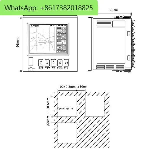 범디지털 6 채널 데이터 로거 기압 습도 온도 USB RS485 MODBUS 종이없는 레코더