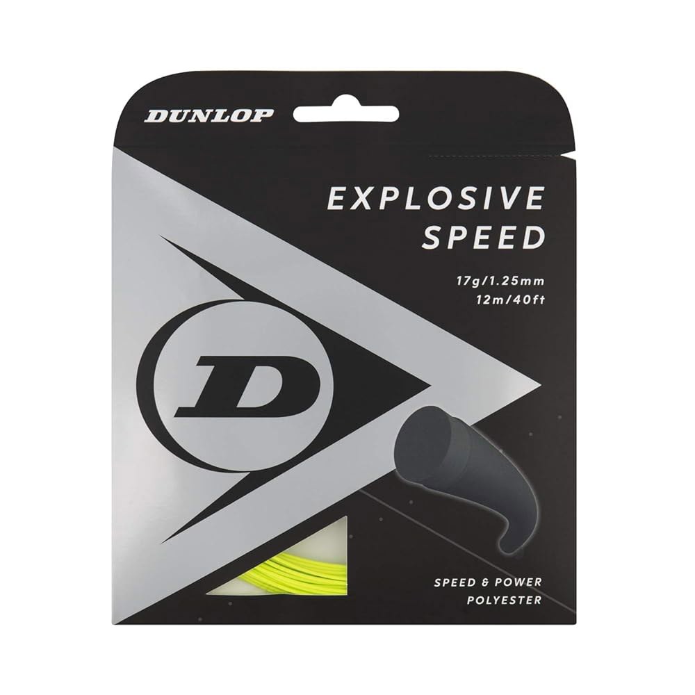 Dunlop Sports Explosive Speed 테니스 스트링, 옐로우, 1세트 17g, 16g-1 set Black - 상품 이미지