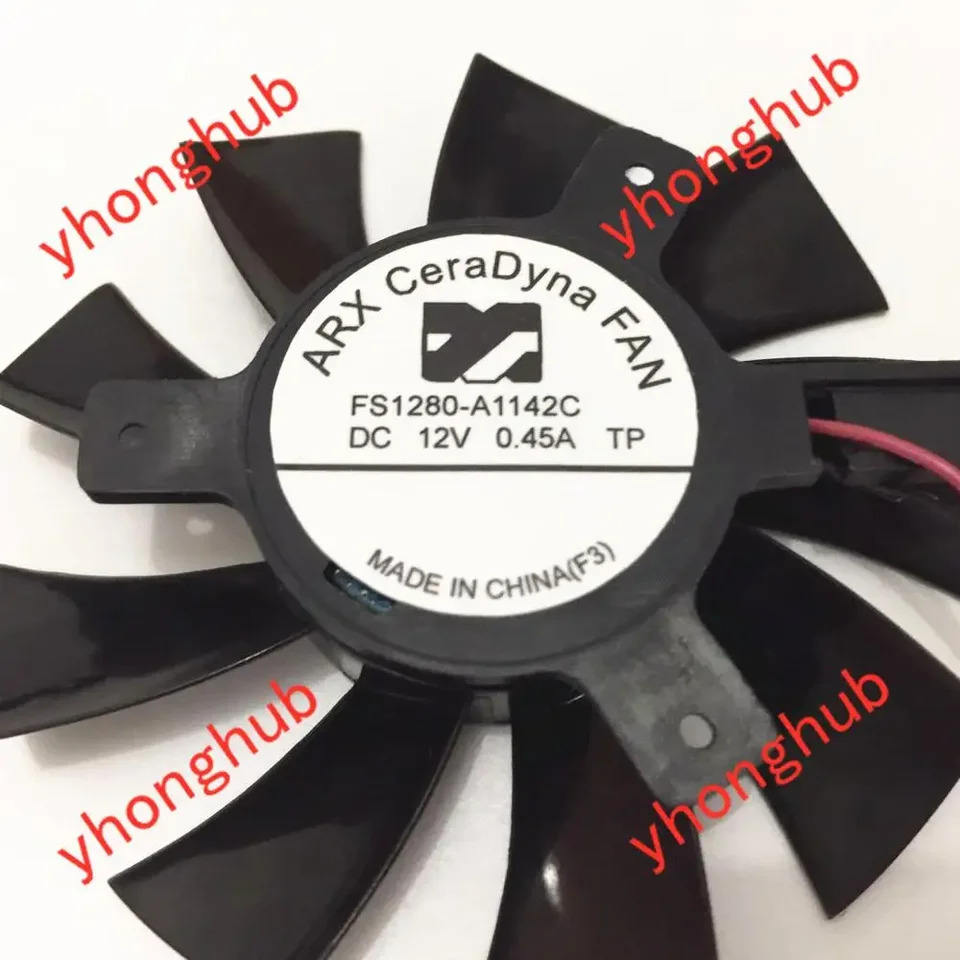 ARX FS1280-A1142C DC 12V 0.45A 직경 C.T.C 프레임리스 서버 냉각팬 2 와이어 75mm 40mm