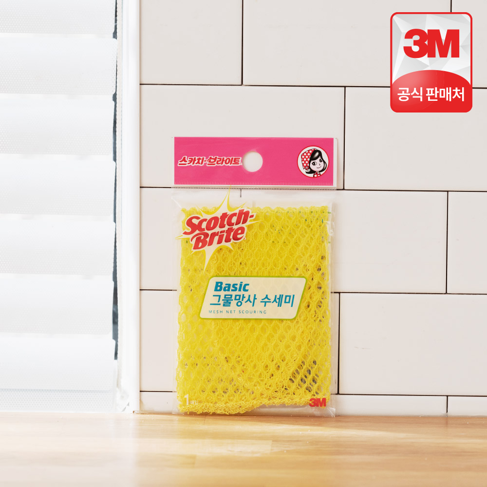 3M 스카치브라이트 베이직 그물망사 수세미 1개입, 1개 - 상품 이미지