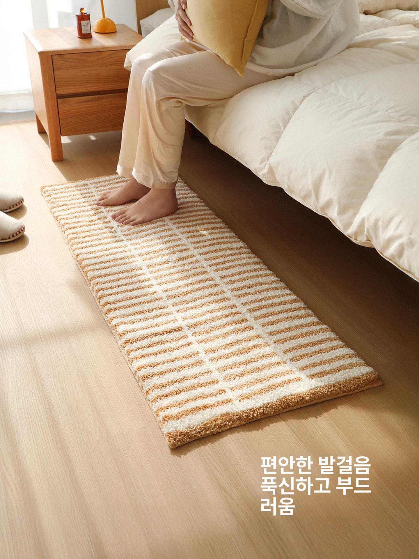 모던 매트 북유럽 미끄럼방지 줄무늬 고급 체크무늬 화장실 논슬립 붉은 부엌 - 상세 이미지 2