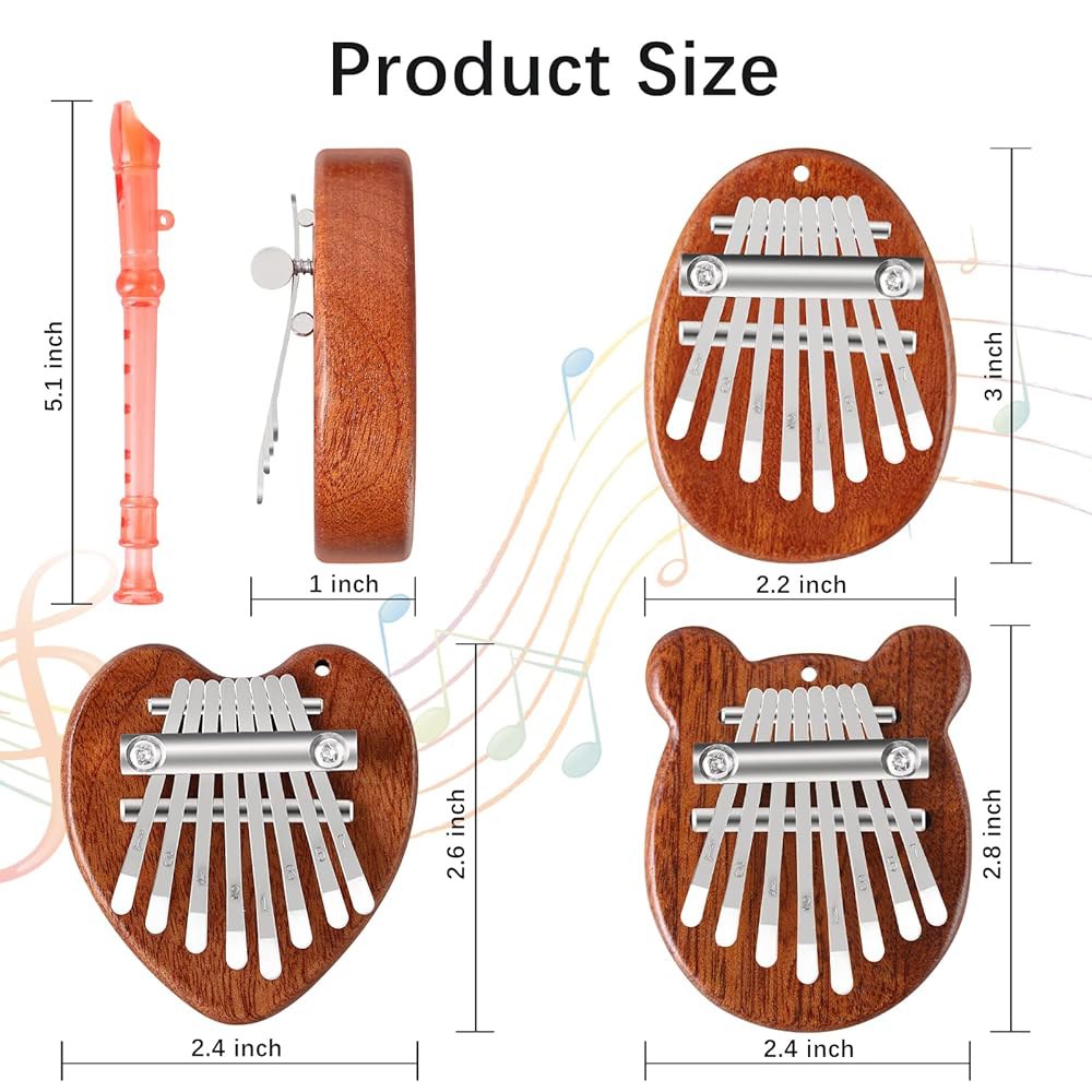 EASTROK 8 키 미니 칼림바, 액세서리 펜던트가 포함된 핑거 엄지 피아노, 성인 초보자를 위한 정교한 피아노 장식품 크리스마스 선물 3팩 bearclear - 상세 이미지 2