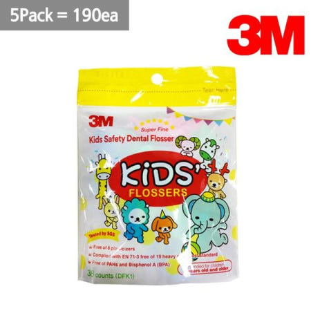 3M 테프론치실 키즈용안전치실 유아용치실 일회용치실 (5팩) 3M치실