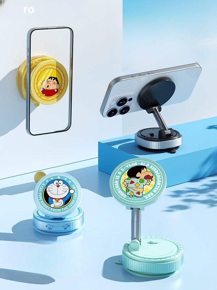 도라에몽 짱구 자동차 휴대폰 거치대 강력 진공 흡착 자석형 내비게이션 범용 스마트폰 스탠다드 블랙 전원 불필요 4축 720 1단계 - 상품 이미지