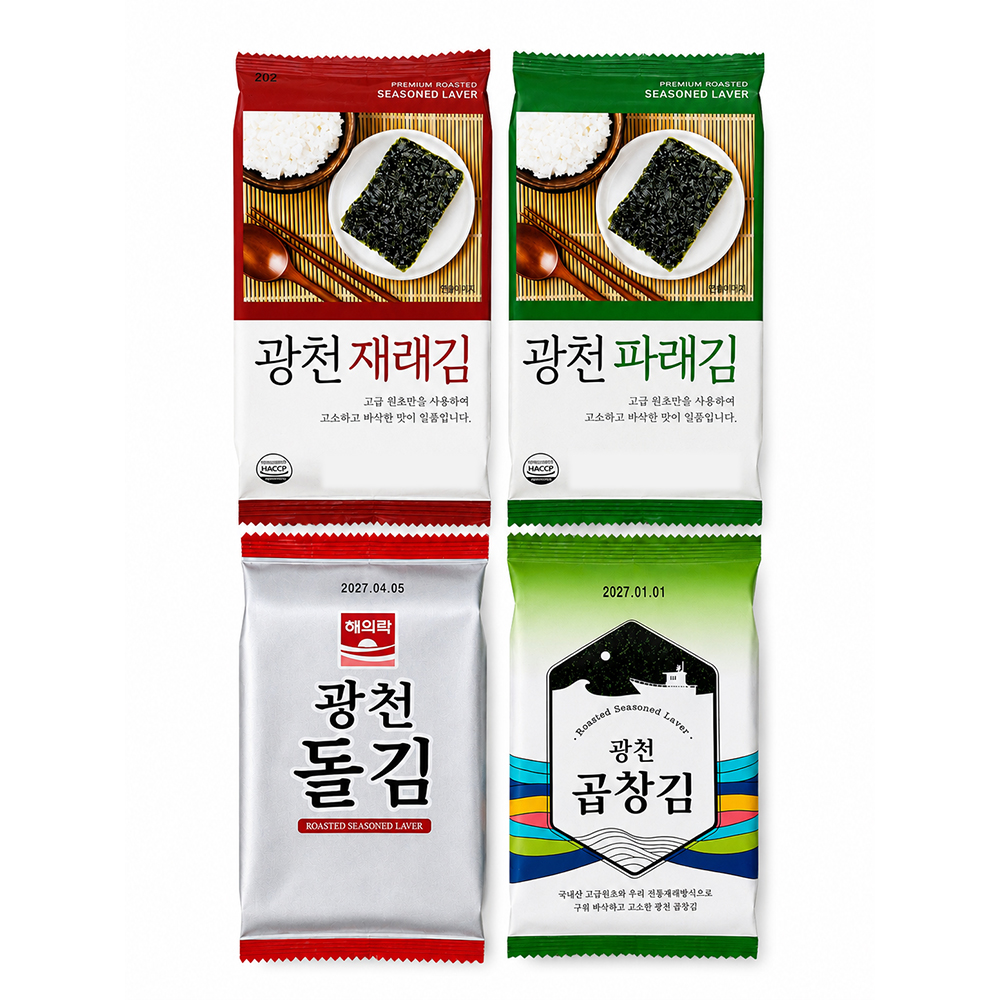 광천 재래 파래 돌김 곱창김 도시락김 4g 16봉x3팩 - 상품 이미지
