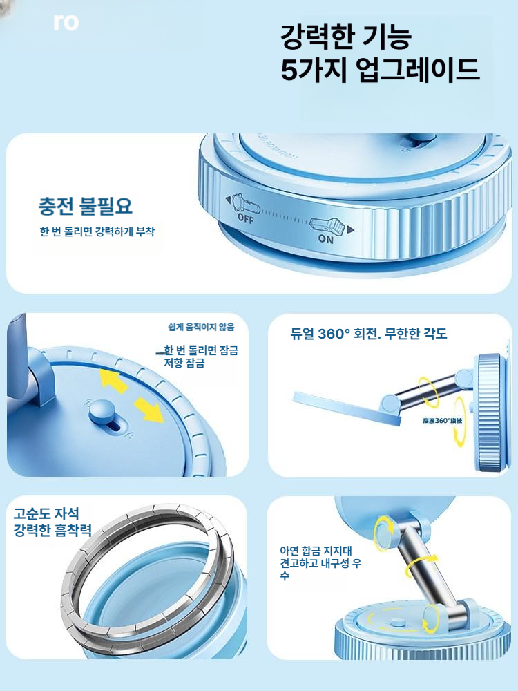 도라에몽 짱구 자동차 휴대폰 거치대 강력 진공 흡착 자석형 내비게이션 범용 스마트폰 스탠다드 블랙 전원 불필요 4축 720 1단계 - 상세 이미지 5