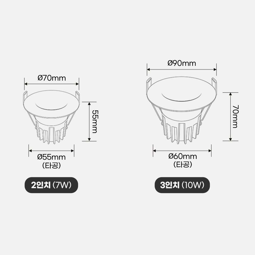 LED 벨로 55mm(2인치) COB 다운라이트 기본형 확산형 - 상세 이미지 5