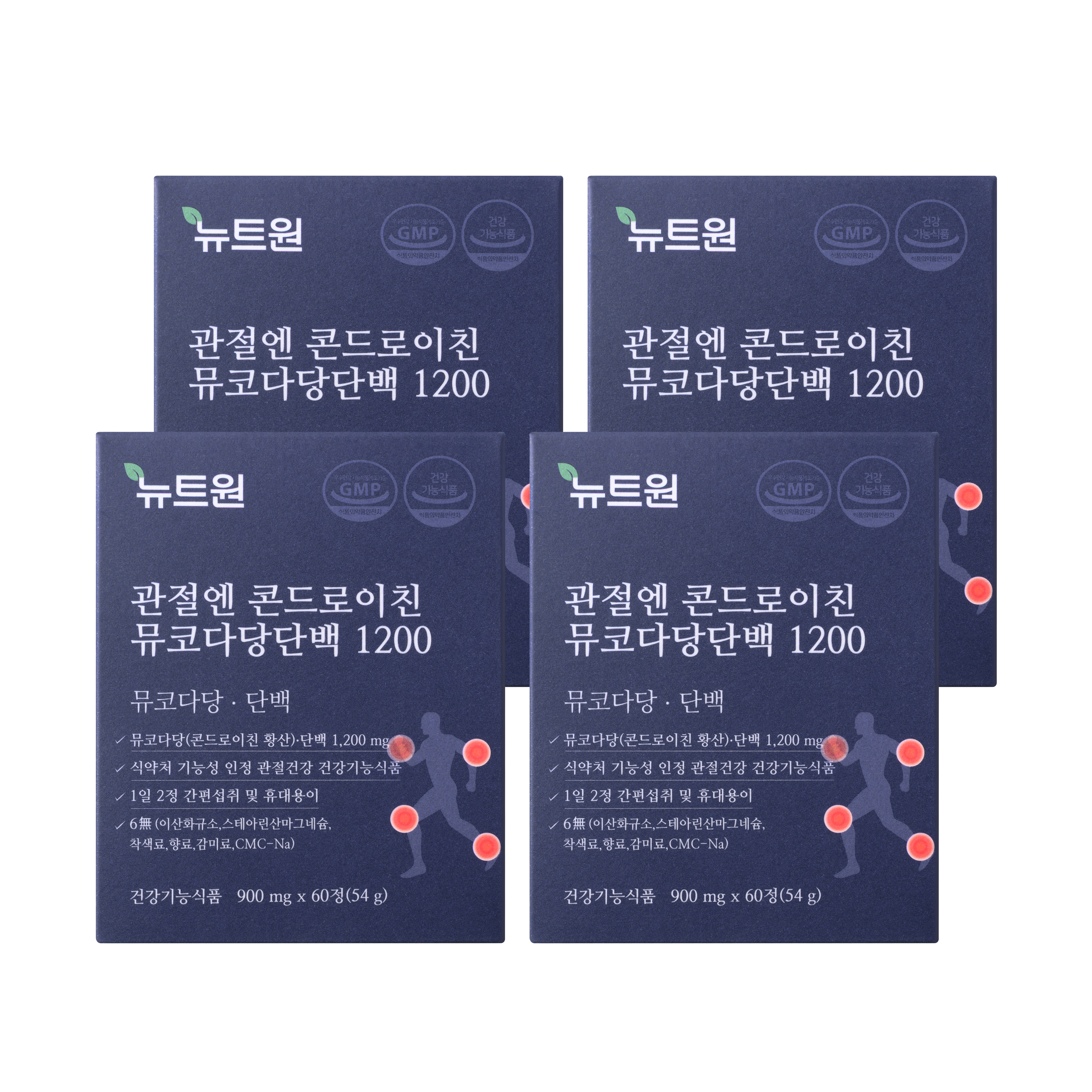 관절엔 콘드로이친 1200 뮤코다당단백 뉴트원 관절 연골 60정, 4개 - 상품 이미지