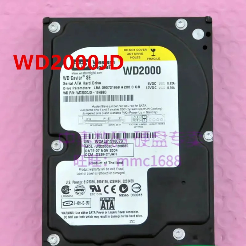 데스크탑 하드 드라이브오리지널 WD 200GB 3.5 인치 SATA 7200RPM WD2000JD WD2000 거신