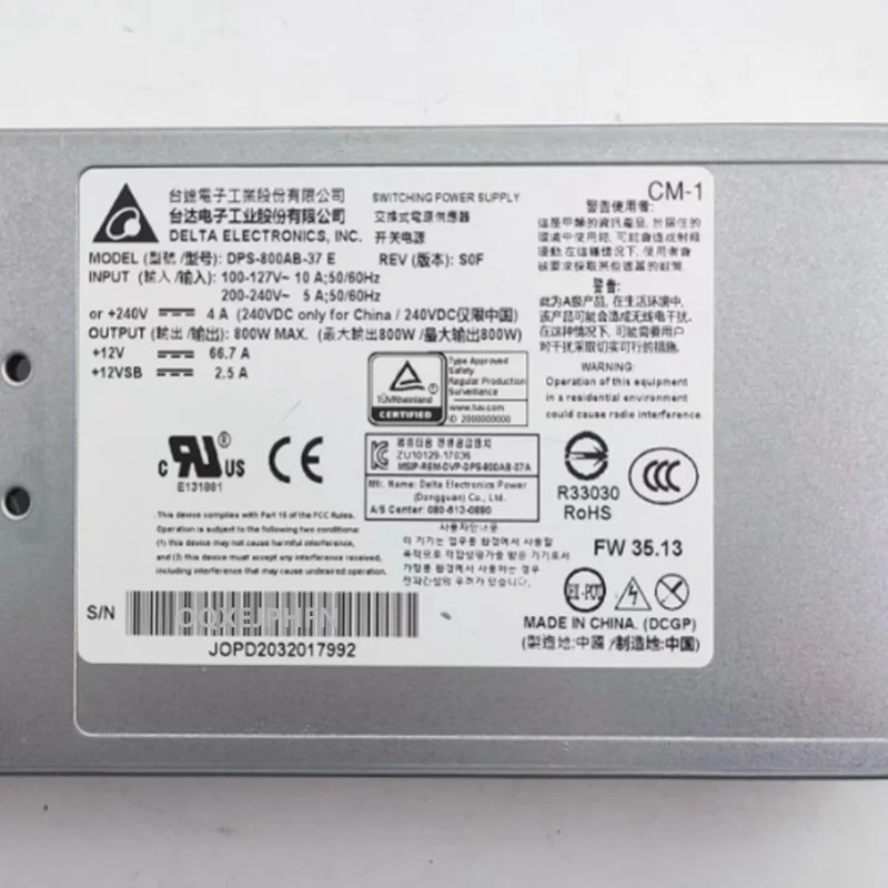 DELTA 800W DPS-800AB-37 E거새 원본 전원공급장치는 새 처럼 작동