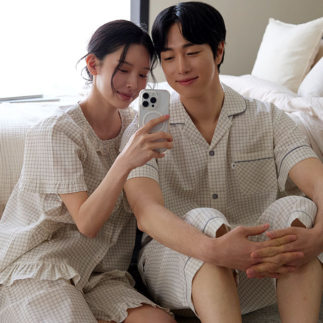 국산 잠옷 버터 순면 잠옷 신혼 커플 여름 잠옷 브랜드 - 상품 이미지