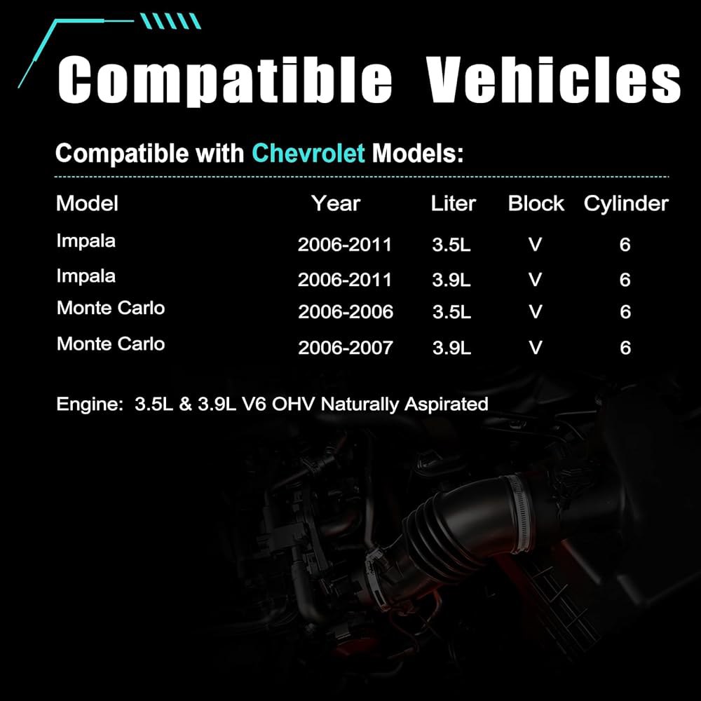 쉐보레 임팔라 2006-2011 몬테카를로 2006-2007 3.5L 3.9L V6 공기 흡입 호스 튜브 및 클램프 장착 - 상세 이미지 2