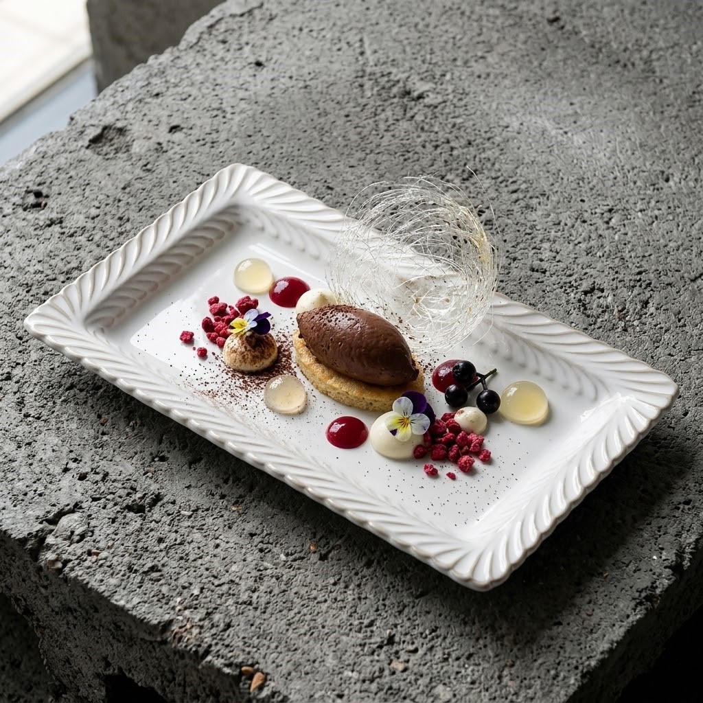 카페 엔틱 파스타 스테이크 디저트 디너 플레이팅 접시 그릇 26.7cm, 파르테논 직사각 - 상세 이미지 2