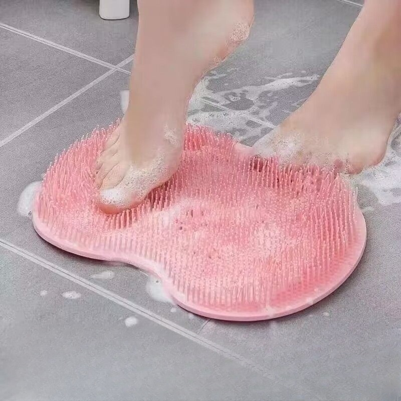 때타월 등때밀이 셀프 부드러운 실리콘 재질 돌기 등 발바닥 겸용 미끄럼방지 흡착 샤워매트 - 상품 이미지