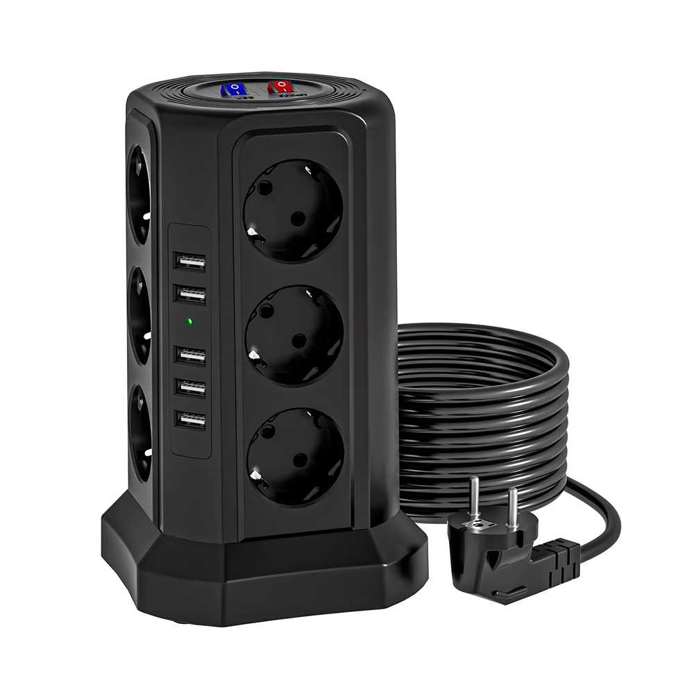 타워형 멀티탭 USB 큐브 디자인 여행 콘센트 스탠드 일반 - 상품 이미지