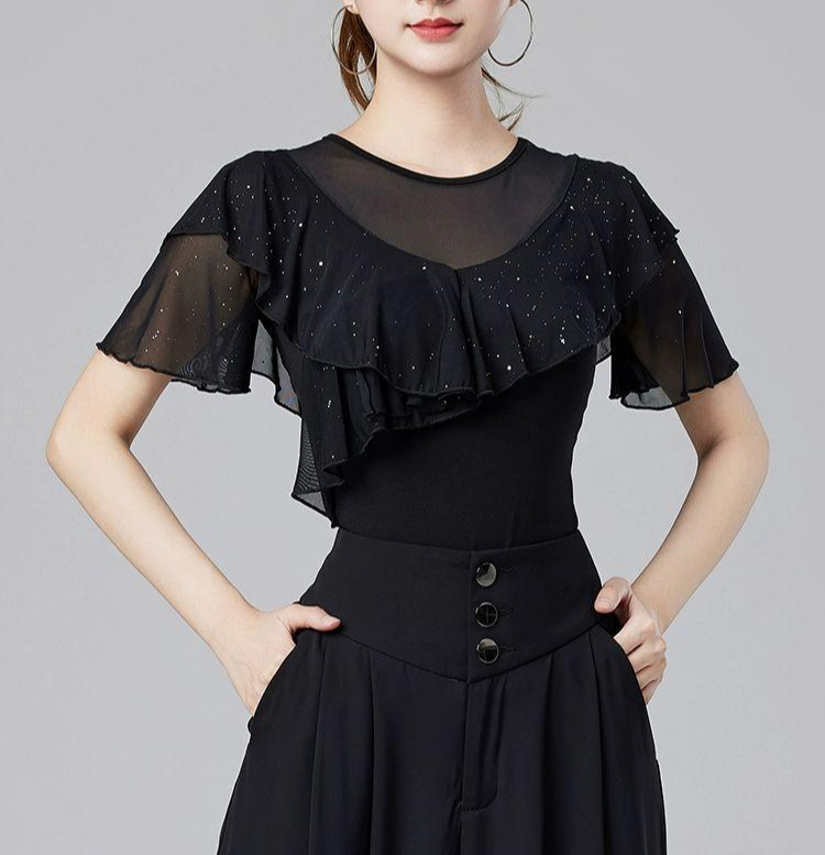 라인댄스 댄스상의 반팔 연습복 댄스복 라틴댄스 - 상품 이미지