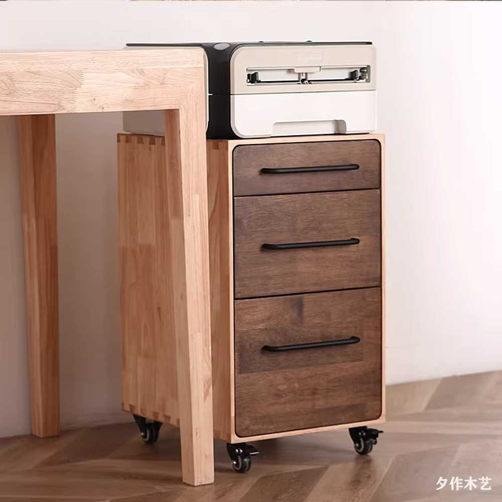 책상 서랍장 목재 이동식 서류 보관 수납 캐비닛 가구 29cm - 상세 이미지 5
