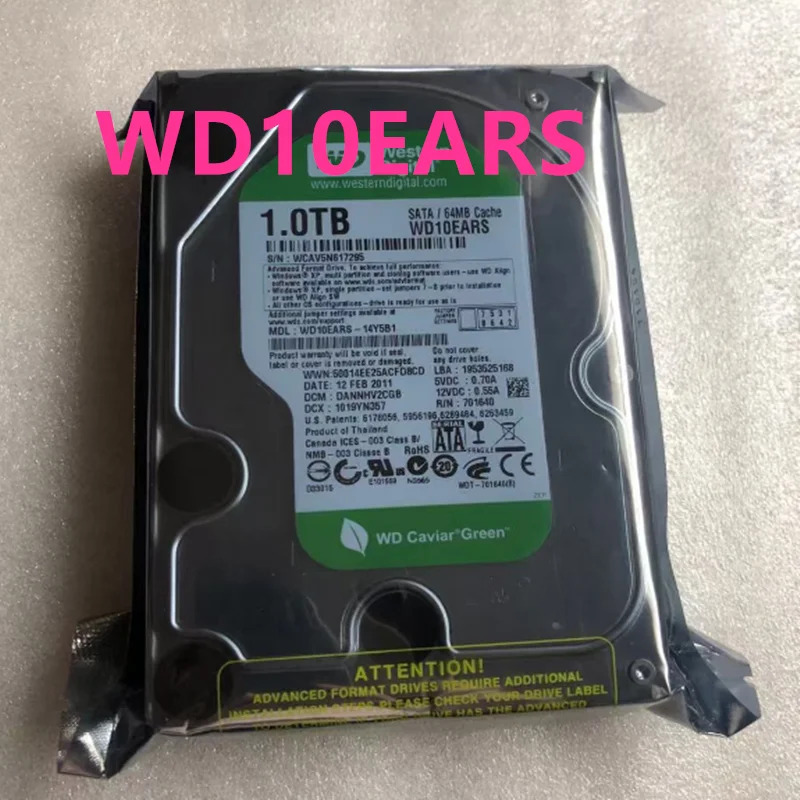 데스크탑 HDD WD10EARS WD10EARXWD 1TB 3.5 SATAAlmos 새 오리지널 하드