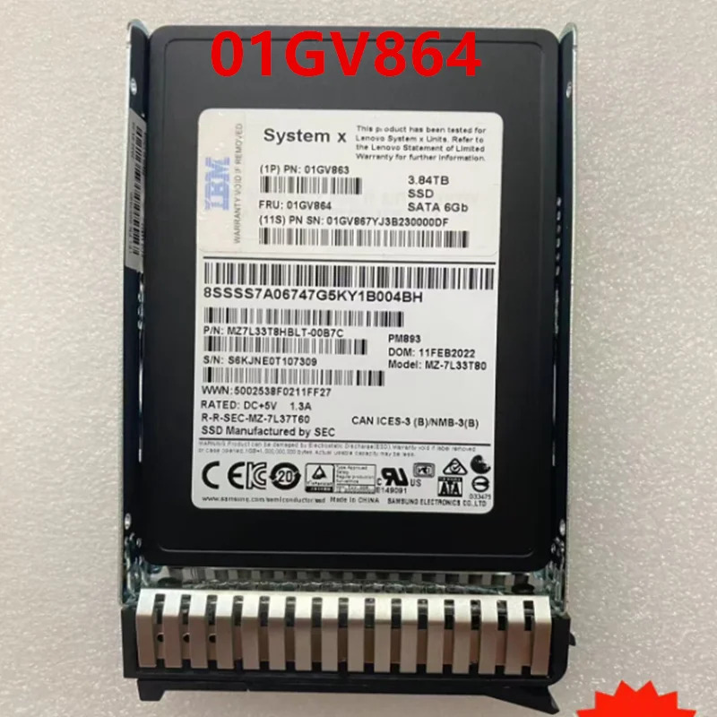 Lenovo호환오리지널 솔리드 스테이트 드라이브 2.5 인치 3.84TB SSD SATA 01GV863 01GV864
