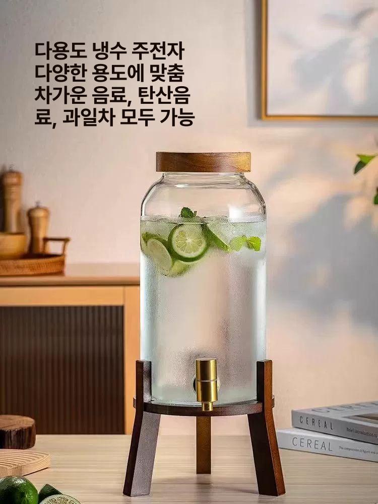 대용량 음료디스펜서 카페 유리병 생수 파티 호텔 캠핑 아이스 음료수 음료통 투명 - 상세 이미지 5