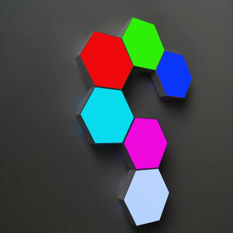 RGB 옵션 변경 터치 리모컨 패치워크 접합 직소 육각 장식 주변 조명 벽