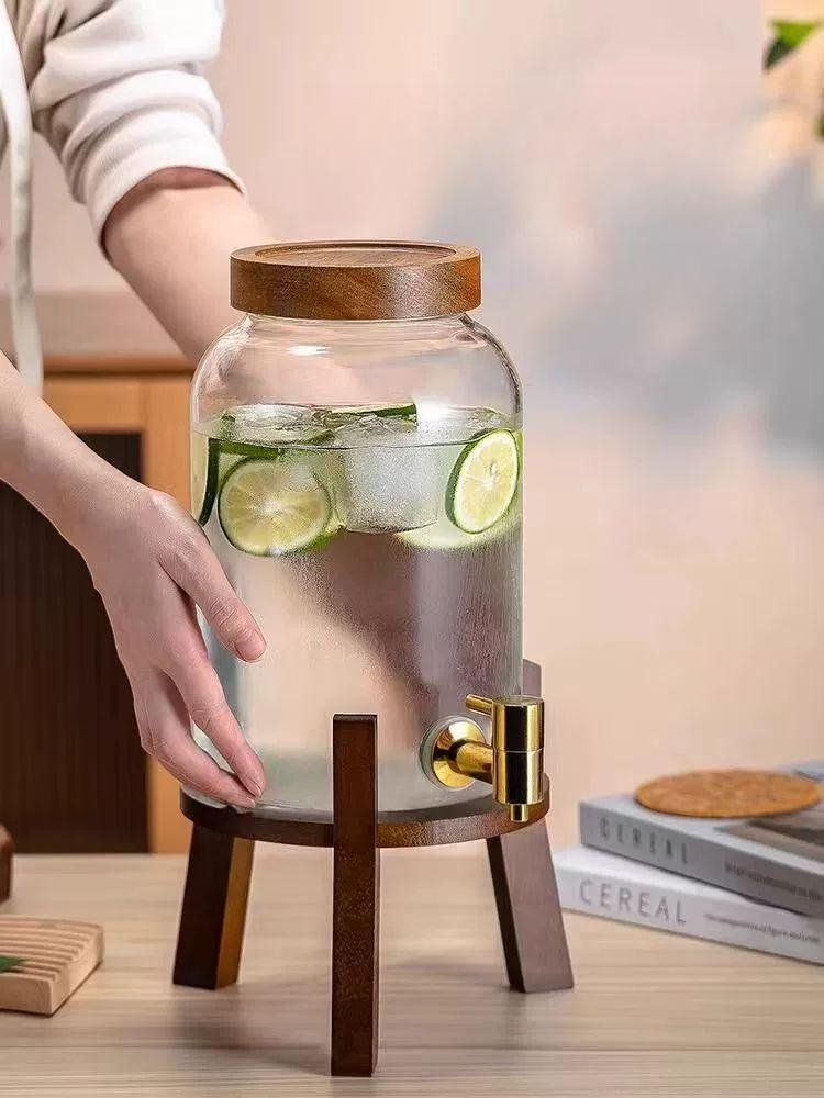대용량 음료디스펜서 카페 유리병 생수 파티 호텔 캠핑 아이스 음료수 음료통 투명 - 상품 이미지
