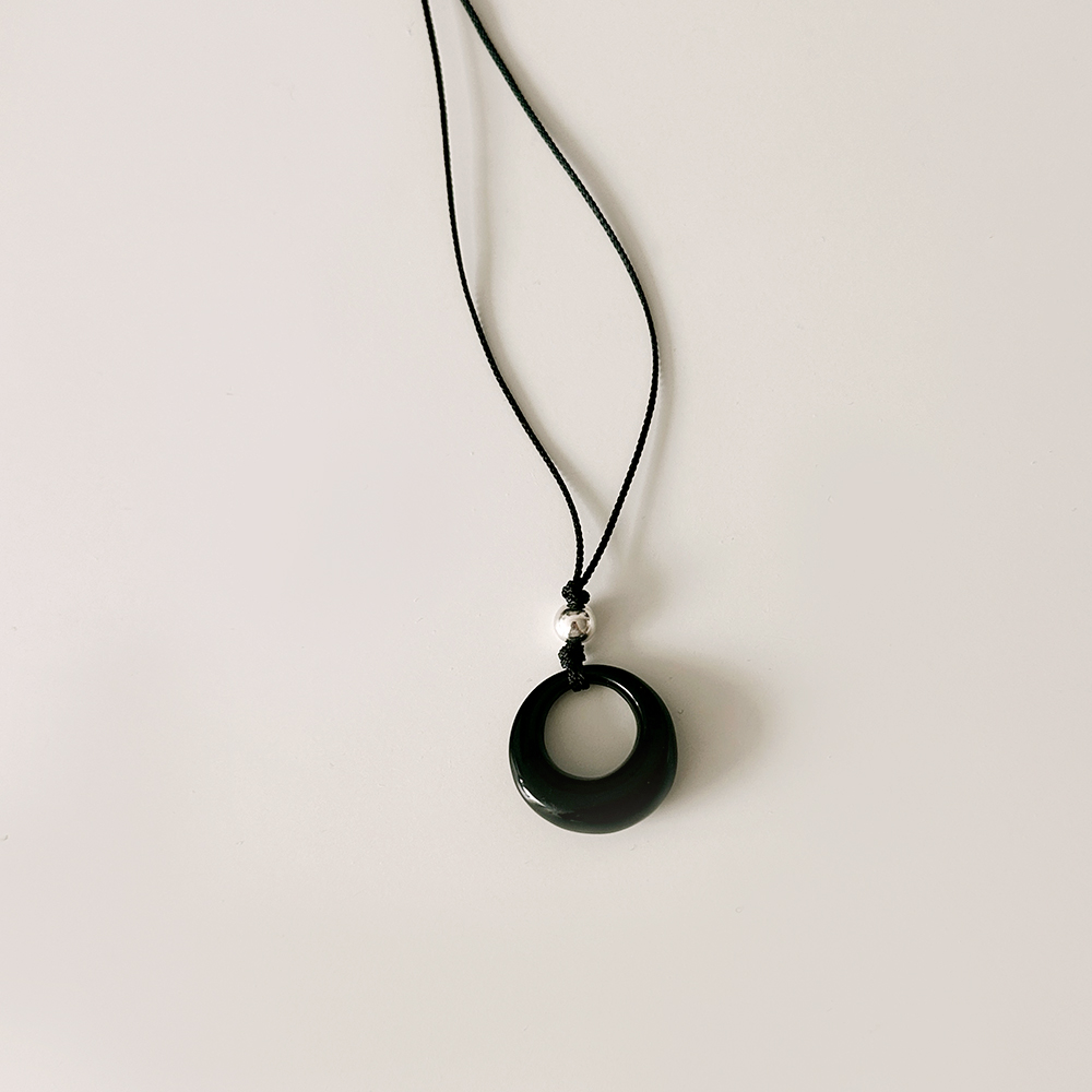 silver925 블랙 아크릴 포인트 은볼 80cm 롱 목걸이 길이조절 긴목걸이 이미지 6