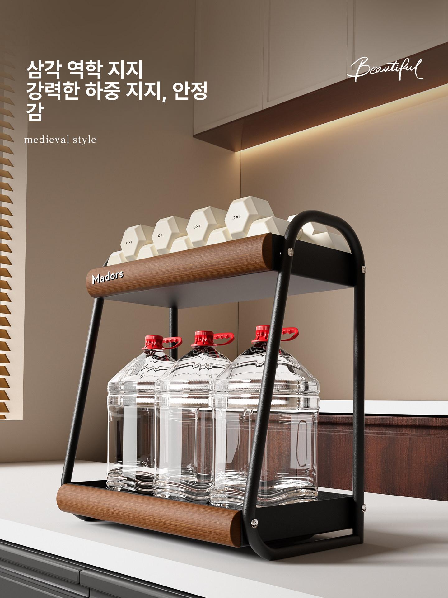 양념통보관함 주방정리선반 양념보관대 원목수납함 양념장 박스세트 호두나무 주방정리함 스텐 이미지 6