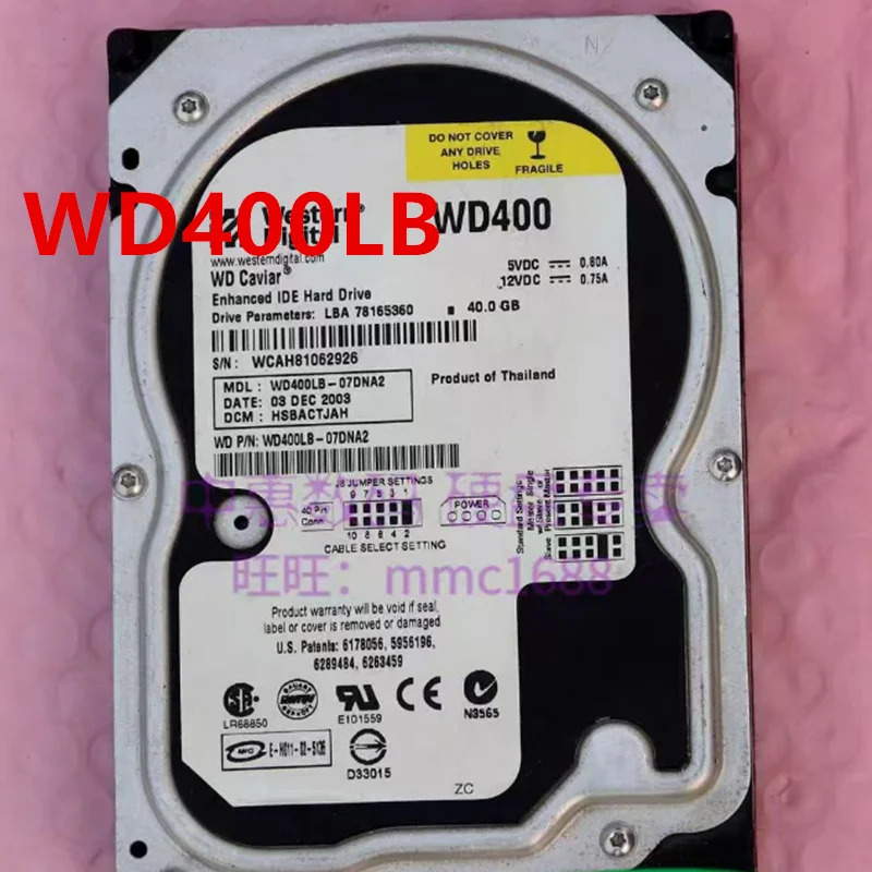 데스크탑 하드 드라이브 WD400LB WD400WD 40GB 3.5 IDE 7200RPM원본 분해