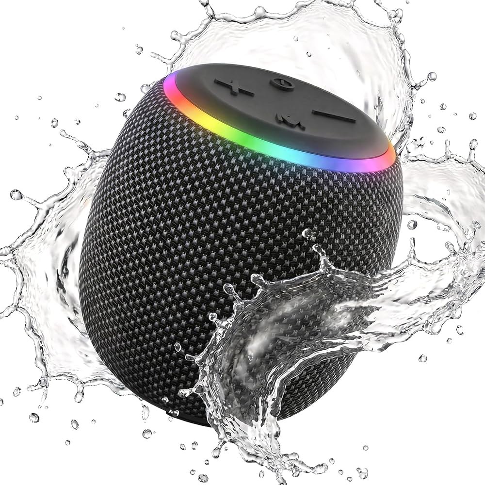 배스블룸 3 휴대용 블루투스 스피커, IPX6 방수, TWS 페어링, 12W 강력한 스테레오 사운드와 RGB 조명, 5.4, 하루 종일 플레이할 수 있어 집에서 모든 표면에 이상적 - 상품 이미지