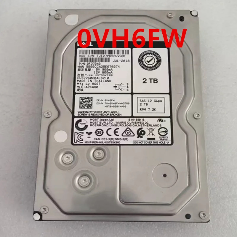 서버 HDD HUSDELL 2TB 3.5 SASAlmos 새 오리지널 하드 726020 ALS210 0VH6FW VH6FW는 것처럼 작동