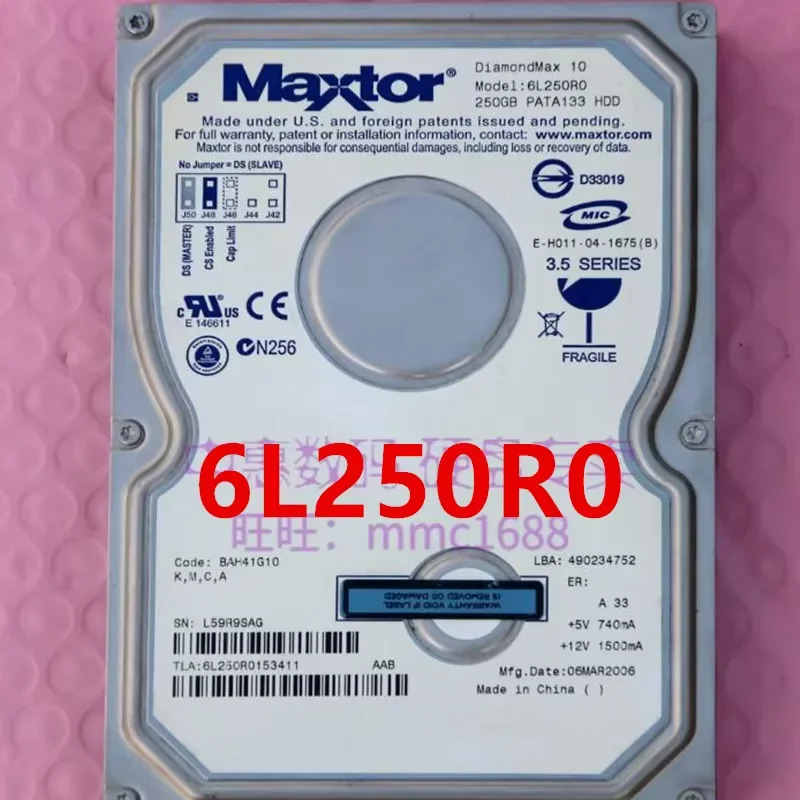 오리지널 리퍼 하드 MOR 250GB 60GB 4.3GB IDE 3.5 인치 데스크탑 HDD 6L250R0 6B160P0 90430D3 새 것처럼 작동