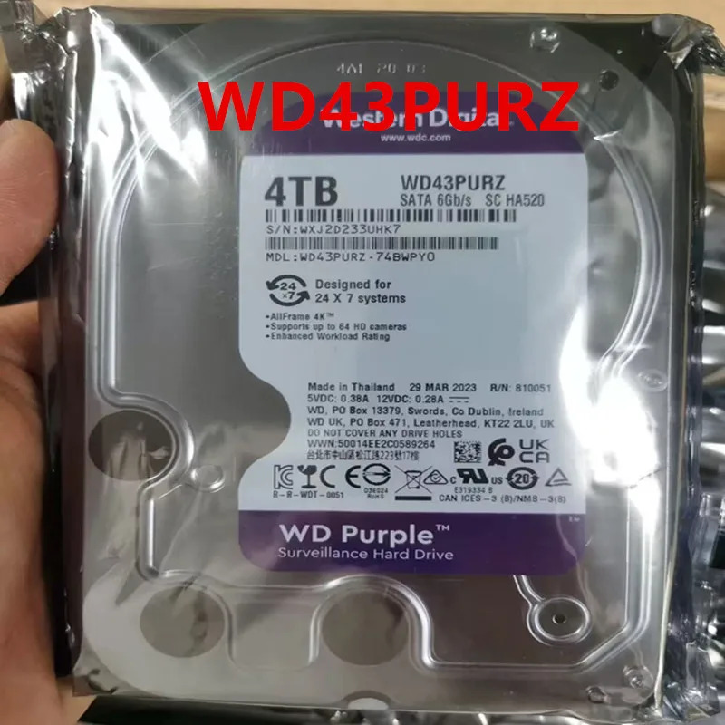 감시 하드 드라이브 WD43PURZWD 4TB 3.5 SATA새 원본
