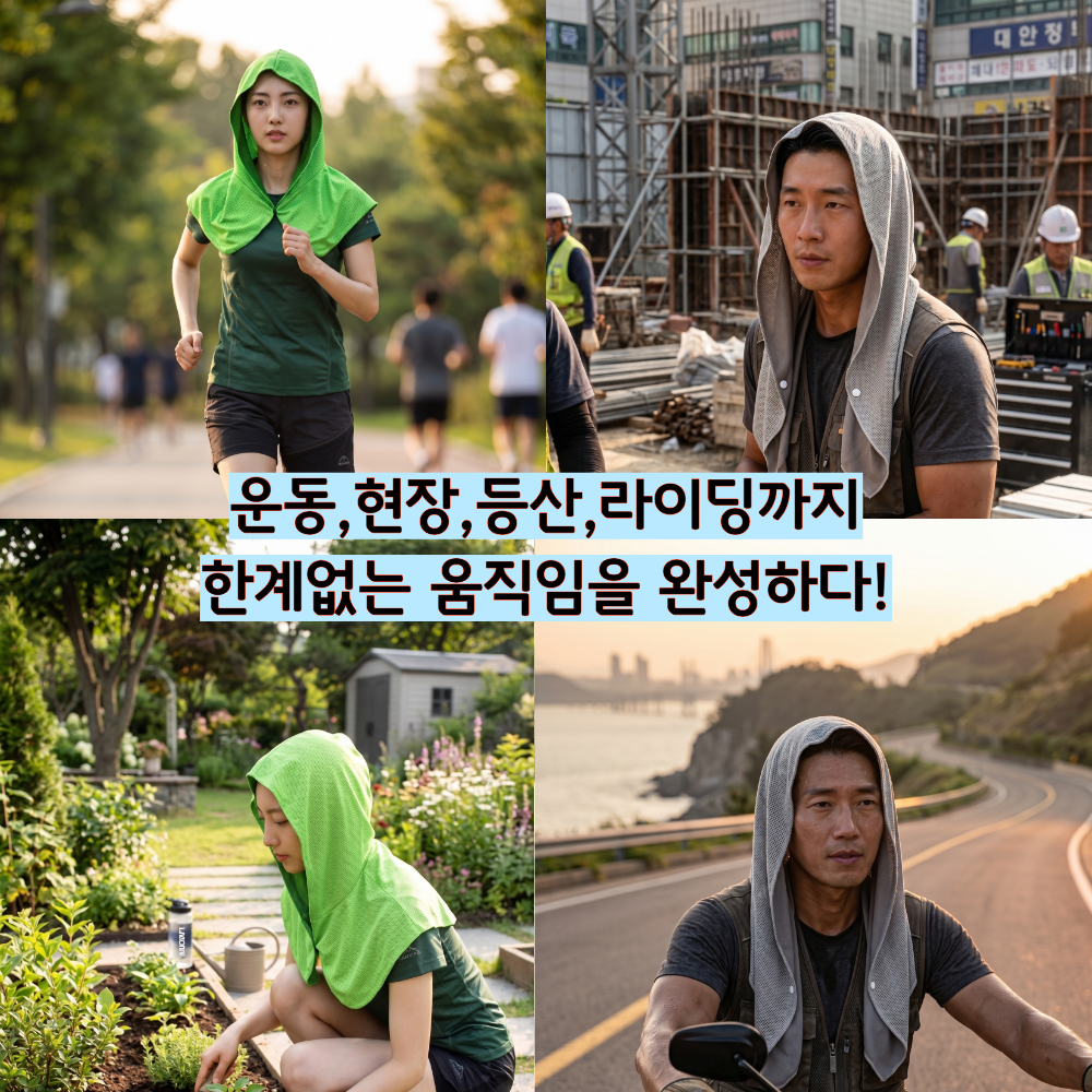 후드 쿨타올 스포츠타올 골프 등산 작업 습식타월 1+1 - 상세 이미지 5