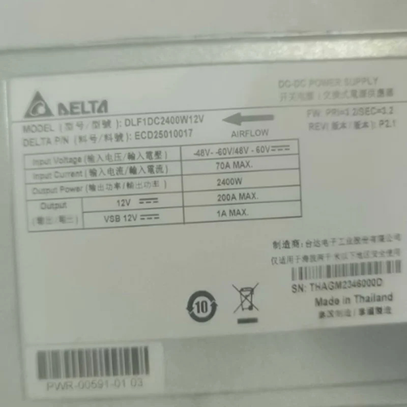 DELTA 2400W DLG2700BM12C20 DLF1DC2400W12V ECD거새 원본 전원공급장치 25010017 PWR-00591-01PWR-2421-DC-RED
