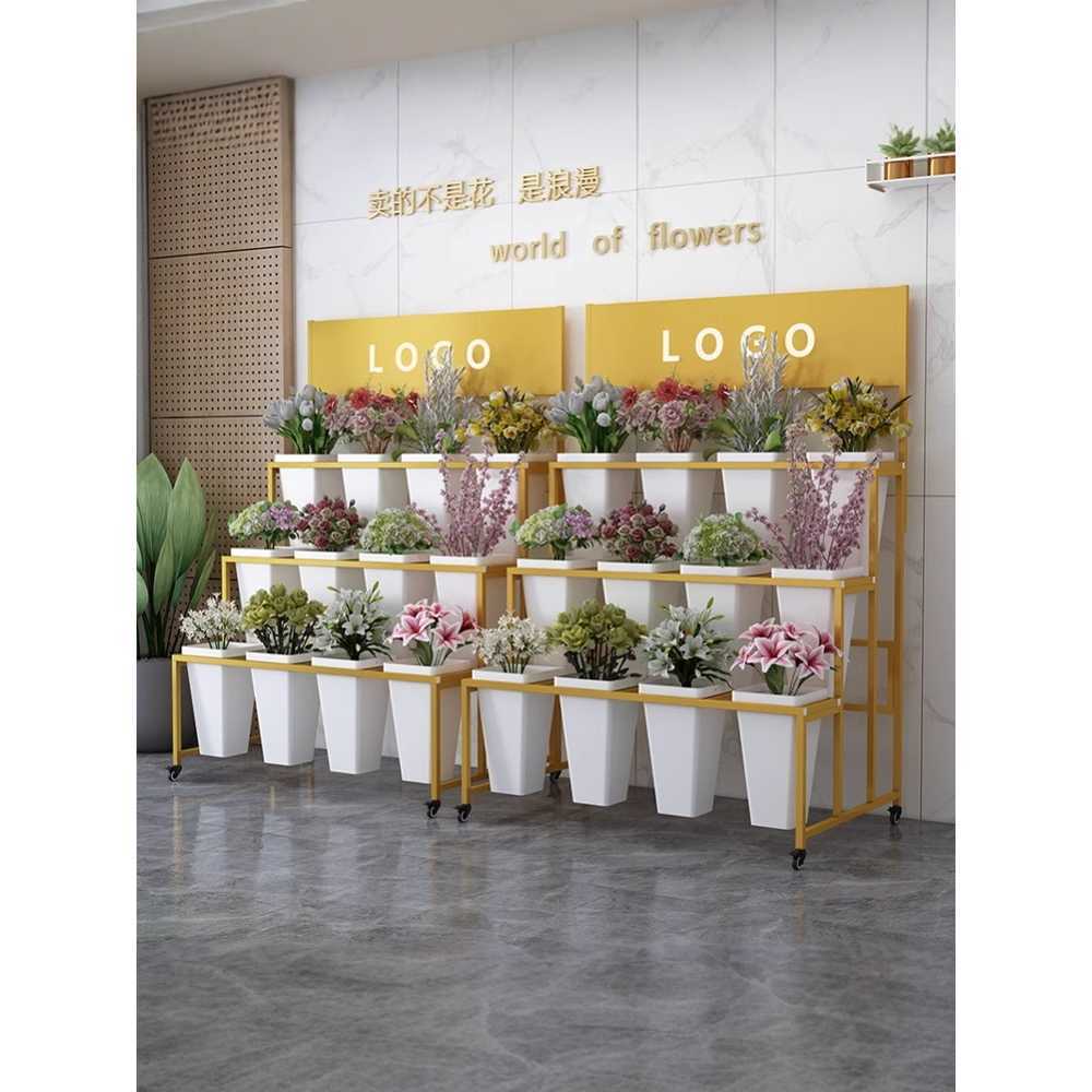 꽃 매대 계단식 철제 다층 사다리형 꽃통 진열대 랙 2단 3줄 - 상세 이미지 5