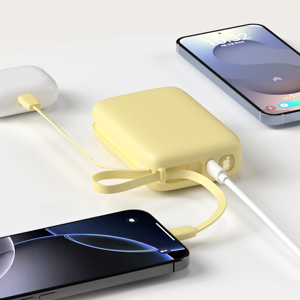 이어맥 팬톤 빌트인 케이블 미니 고속충전 대용량 보조배터리 20000mAh 22.5W - 상세 이미지 5