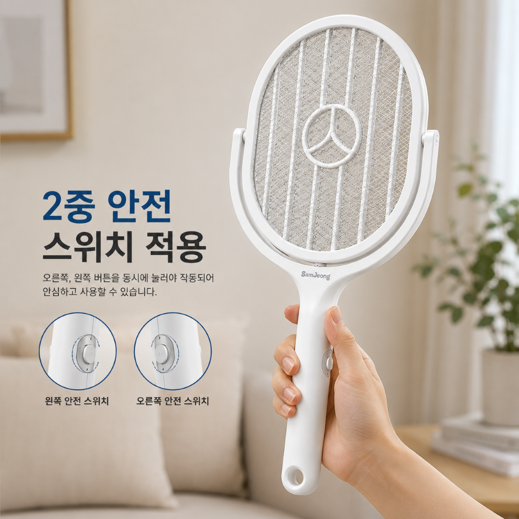 회전형 전기모기채 C타입 충전식 해충킬러 전자파리채 이미지 8
